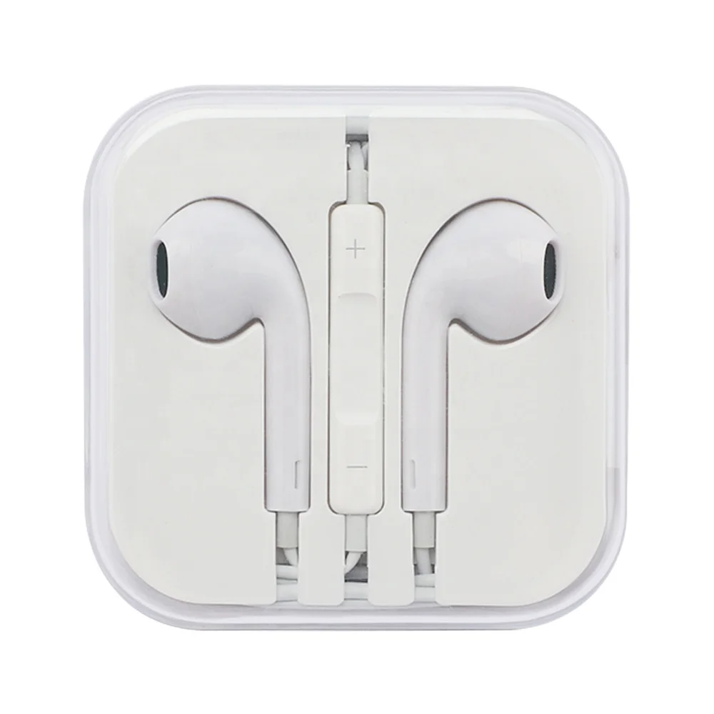 

noise cancellation bass with mic metal headphone with box orignal high quality 3.5mm earbuds earphones wired earphones, White