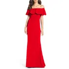 2019 new long sleeve elegant sexy red new model women new long party evening dress