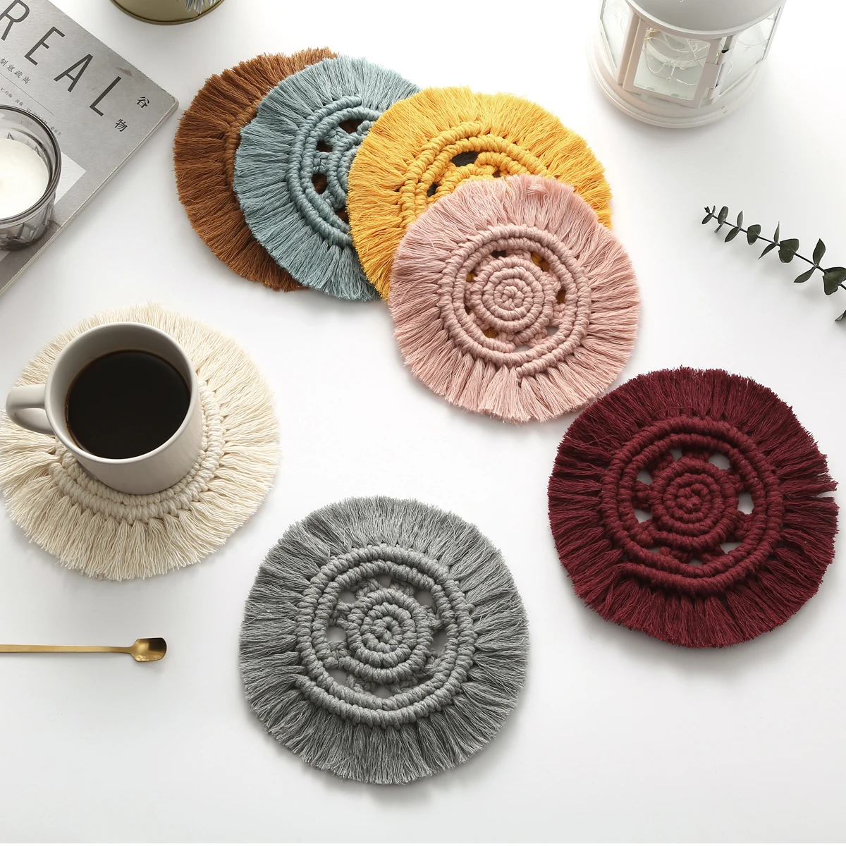 Macrame Coaster for Drinks Boho home accessories Woven Macrame Coaster, As picture or customized
Macrame Coaster for Drinks Boho home accessories Woven Macrame Coaster, As picture or customized