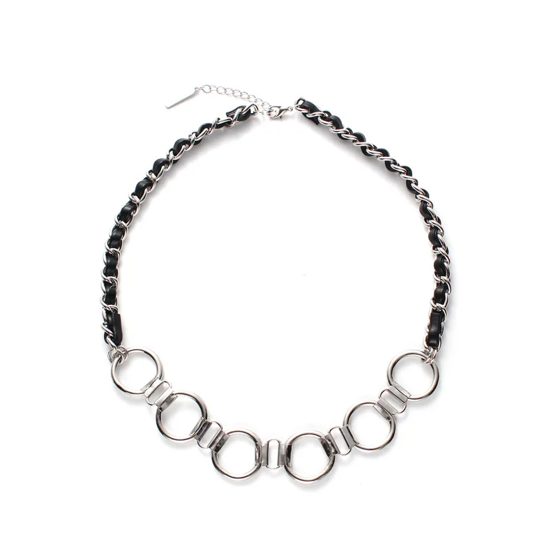 The new leather rope chain braided necklace platinum-plated men and women with the same metal cold wind, Black color
The new leather rope chain braided necklace platinum-plated men and women with the same metal cold wind, Black color