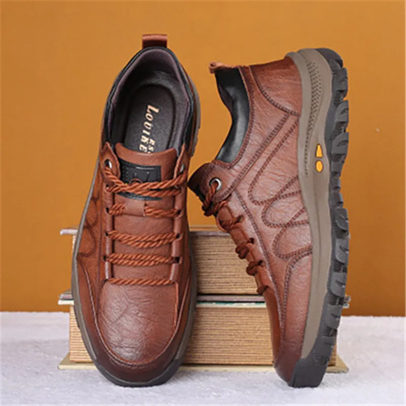 Men Non-slip Wear-resistant Outdoor Leisure Men's Casual Shoes Travel a Hiking Sports Leather Shoes, As the picture display
Men Non-slip Wear-resistant Outdoor Leisure Men's Casual Shoes Travel a Hiking Sports Leather Shoes, As the picture display