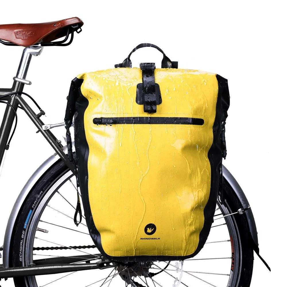 

Upgrade Rhinowalk Waterproof Pannier Backpack Rack Rear Pannier Packing for Bicycle Cargo Packing Laptop Rucksack, Black green white yellow