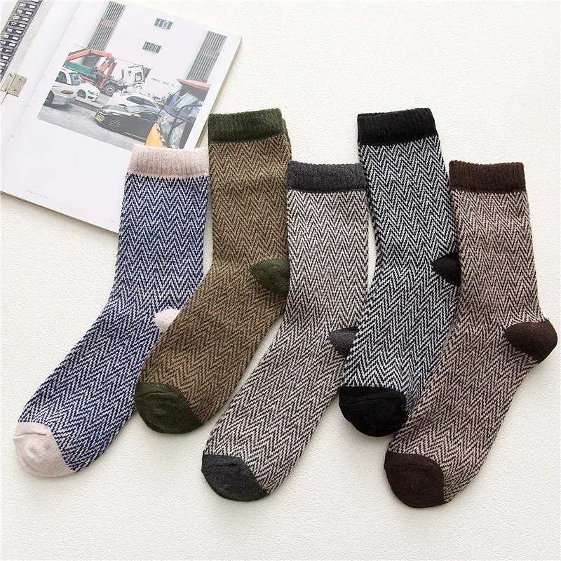 Custom thick autumn winter warm stripe wool business man socks, Colorful
Custom thick autumn winter warm stripe wool business man socks, Colorful