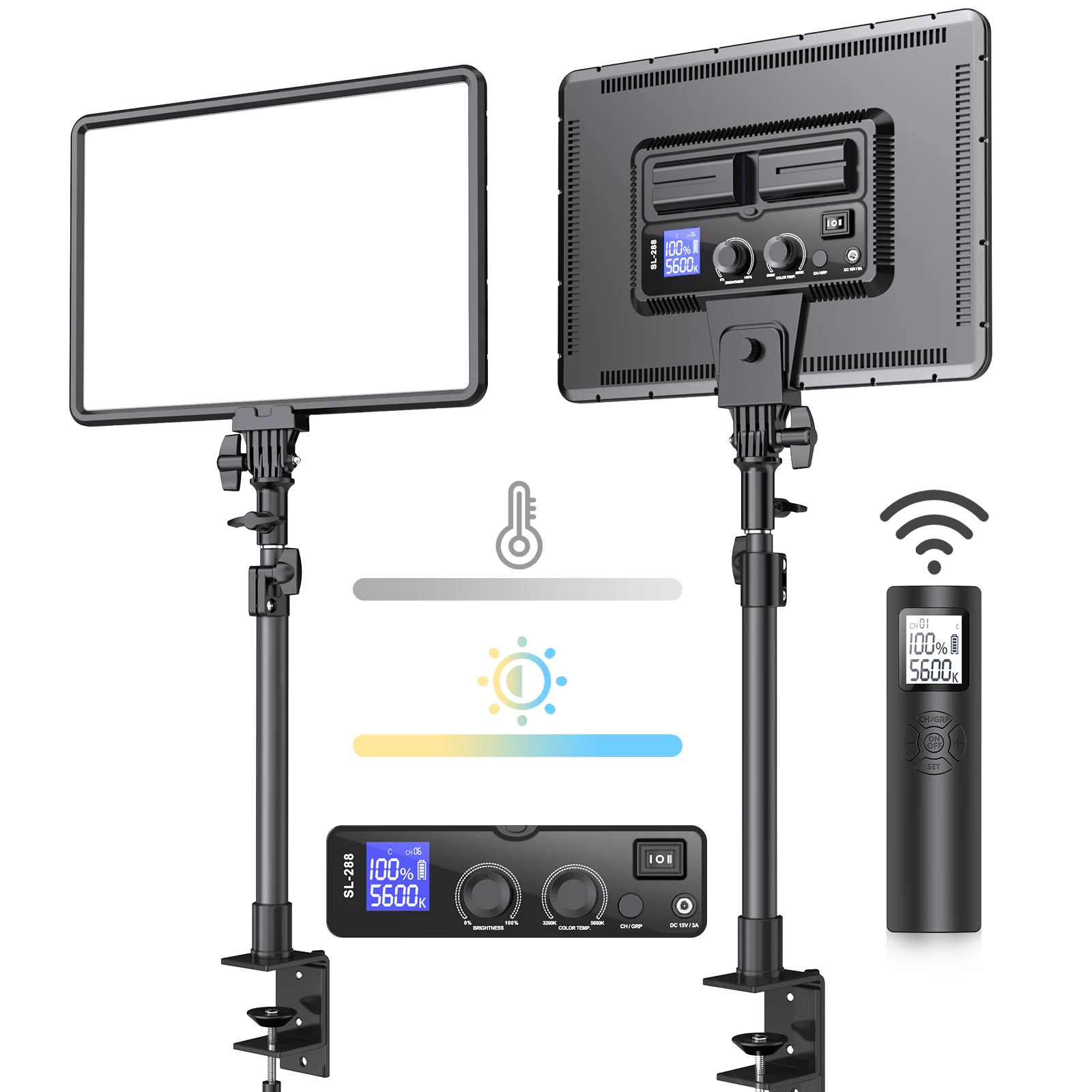 Travor Desk Mount Studio Photography Soft Light Panel Led Video Light Kit with C-Clamp Stand for YouTube TikTok Live Streaming
Travor Desk Mount Studio Photography Soft Light Panel Led Video Light Kit with C-Clamp Stand for YouTube TikTok Live Streaming