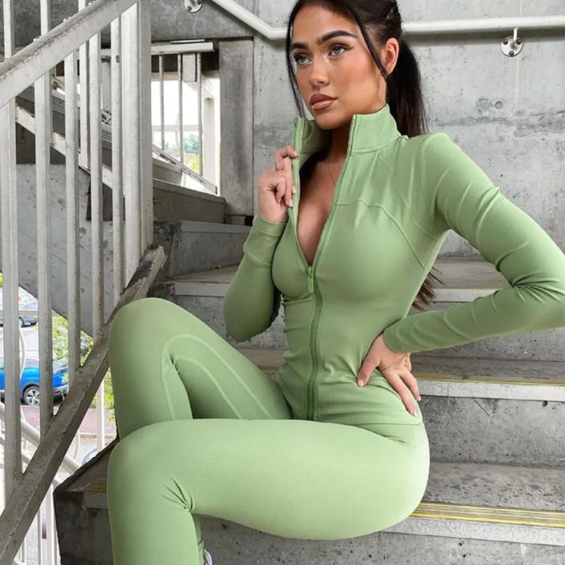 YD Popular custom logo active apparel long sleeve workout jacket and legging set yoga fitness women two piece gym wear
YD Popular custom logo active apparel long sleeve workout jacket and legging set yoga fitness women two piece gym wear