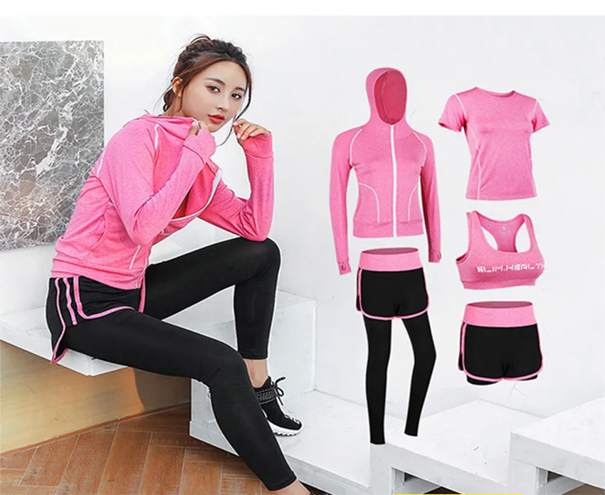 Women Gym Sport Tops Leggings Set 5 Pieces Ladies Workout Fitness Wear Yoga Suit, Customized colors
Women Gym Sport Tops Leggings Set 5 Pieces Ladies Workout Fitness Wear Yoga Suit, Customized colors