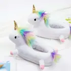 New style Winter lovely Home Slippers Cartoon Unicorn Plush Chausson Licorne Shoes Women slippers