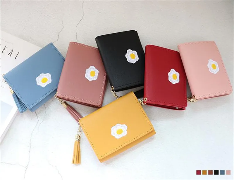 product-2020 1 Pc Women Cartoon Short Wallet Leather Fried Egg Cute Wallets Purse Card Holder Lady F