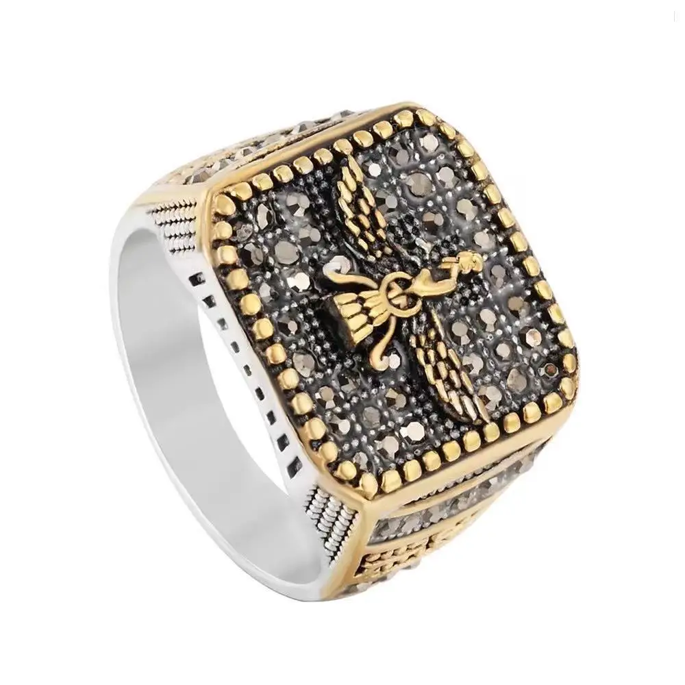 New ring European and American personality retro diamond Islamic men's stainless steel ring
New ring European and American personality retro diamond Islamic men's stainless steel ring