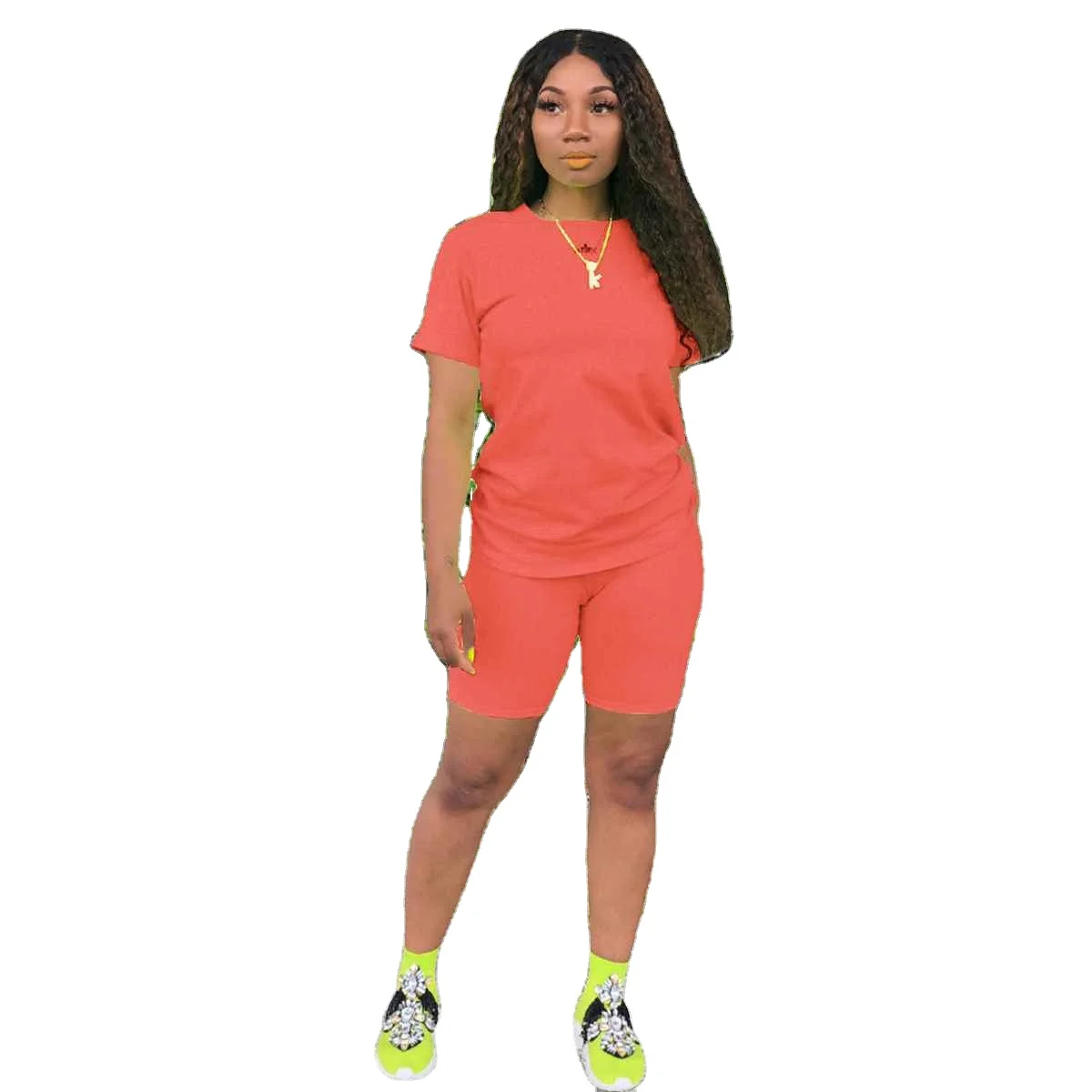 Women Clothing Cotton Short Sleeves Neon Two Pieces Shorts Set Casual 2 Piece Women Outfit Neon Clothing
Women Clothing Cotton Short Sleeves Neon Two Pieces Shorts Set Casual 2 Piece Women Outfit Neon Clothing