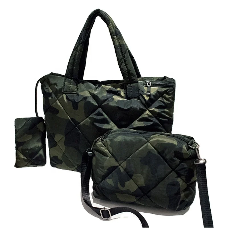 Wholesale Waterproof Oxford Camo Tote dom1001647 Set 3 In 1 New Designs Tote Handbag Set