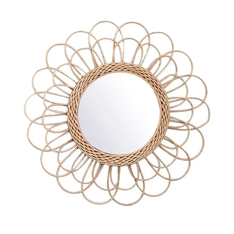 Decorative rattan make-up mirror creative decorative art circular mirror living room wall hanging woven mirror
Decorative rattan make-up mirror creative decorative art circular mirror living room wall hanging woven mirror