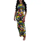 S2210 Summer fashion sexy print African sleeveless backless maxi one-piece dress for women