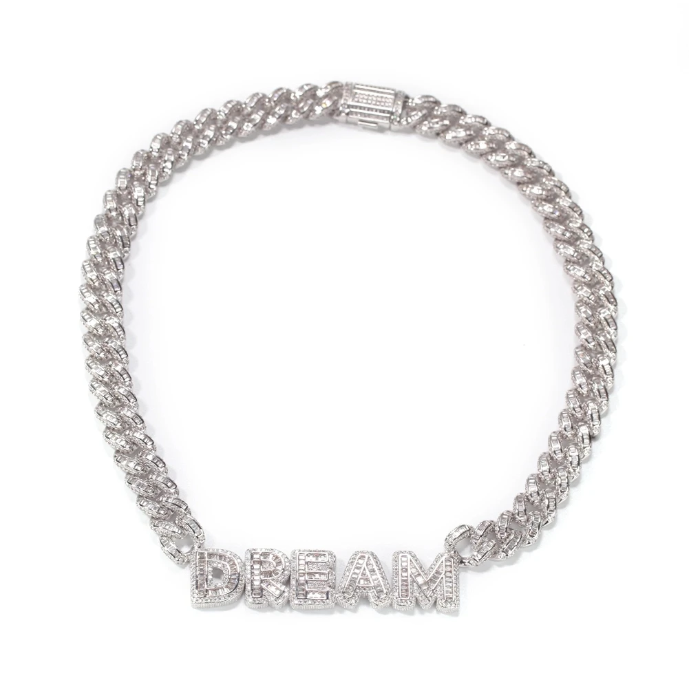 Customize Connected Custom Baguette Letter Name Charm Necklace with Baguette CZ Cuban Chain Necklace
Customize Connected Custom Baguette Letter Name Charm Necklace with Baguette CZ Cuban Chain Necklace