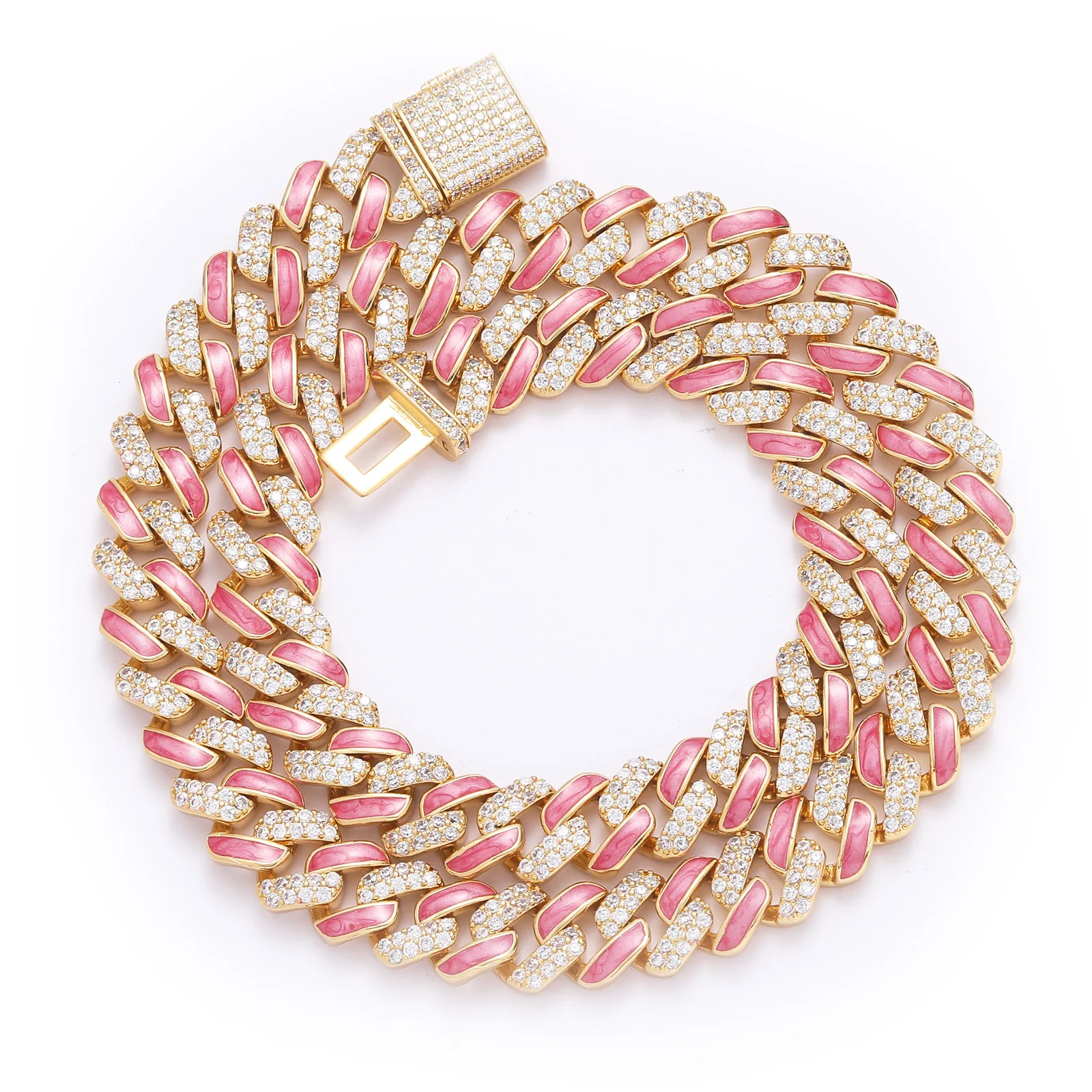New pink oil drop Cuban chain jewelry 12mm wide personality men and women couple necklace
New pink oil drop Cuban chain jewelry 12mm wide personality men and women couple necklace