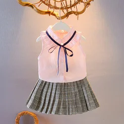 Set Summer Little Girls Two-piece Pleated Skirt Suit Baby Kids Elegant Dress, Yellow, pink
Set Summer Little Girls Two-piece Pleated Skirt Suit Baby Kids Elegant Dress, Yellow, pink