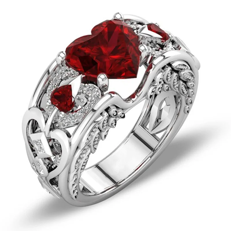 MuXi Fashion creative ring European and American princess heart-shaped ruby ring jewelry ladies ring, Many colors
MuXi Fashion creative ring European and American princess heart-shaped ruby ring jewelry ladies ring, Many colors