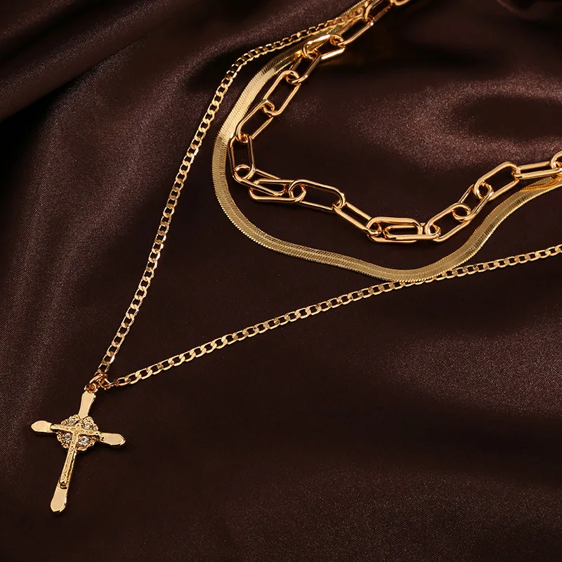 Fashion zircon cross pendant necklace gold chain multilayer necklace (KNK5155), Silver, gold
Fashion zircon cross pendant necklace gold chain multilayer necklace (KNK5155), Silver, gold