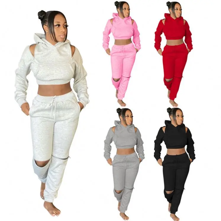 New Fashion Lady Solid Color Adjustable Hooded Sweatshirt And Hole Pants Fall Women Two Piece Set, Picture
New Fashion Lady Solid Color Adjustable Hooded Sweatshirt And Hole Pants Fall Women Two Piece Set, Picture