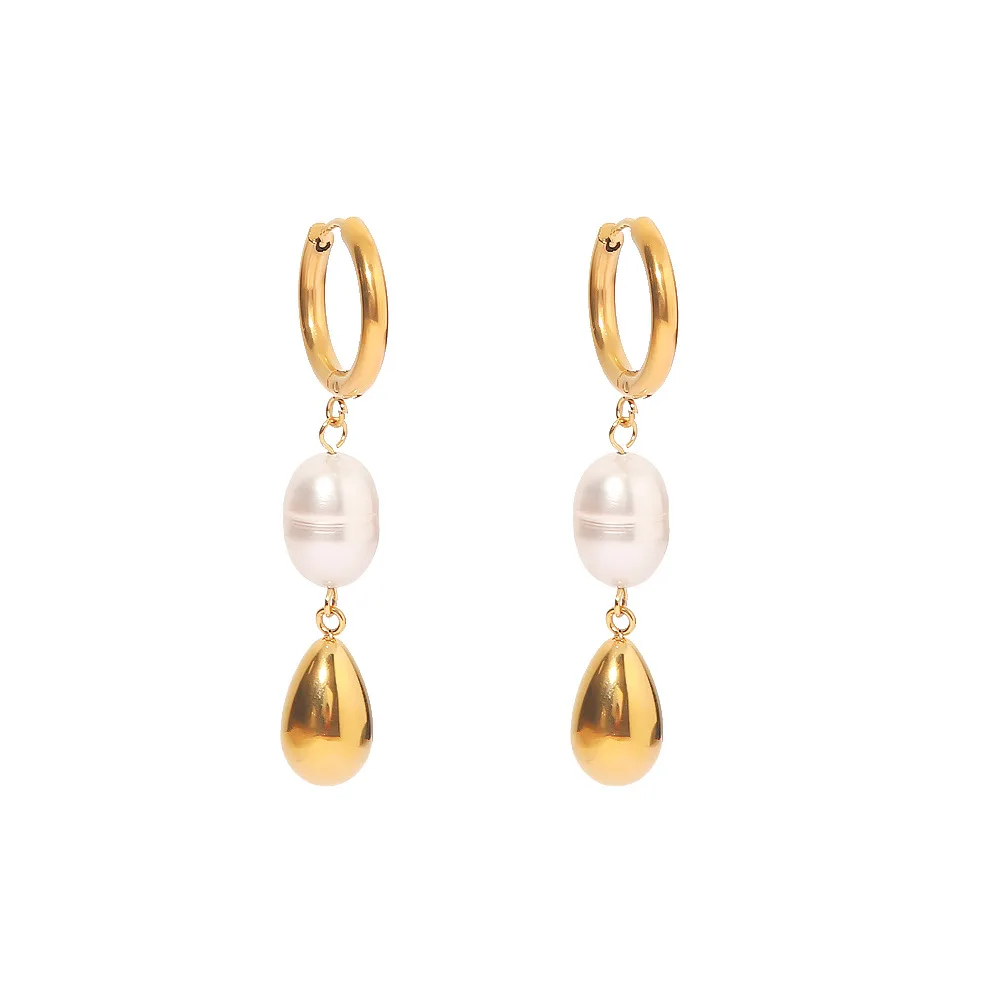 New Arrival Freshwater Pearl Charms Earrings Stainless Steel 18k Gold Pearl Drop Earrings
New Arrival Freshwater Pearl Charms Earrings Stainless Steel 18k Gold Pearl Drop Earrings