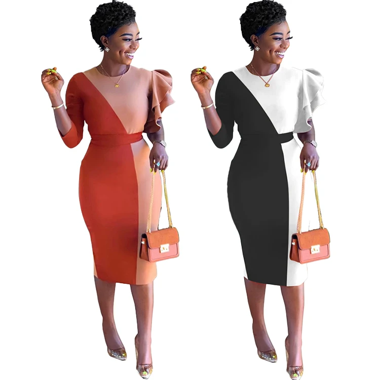 2020 Lady Elegant Stitching Bandage Ruffle Sleeve Outdoor Clothes Summer Women Midi Dresses
2020 Lady Elegant Stitching Bandage Ruffle Sleeve Outdoor Clothes Summer Women Midi Dresses