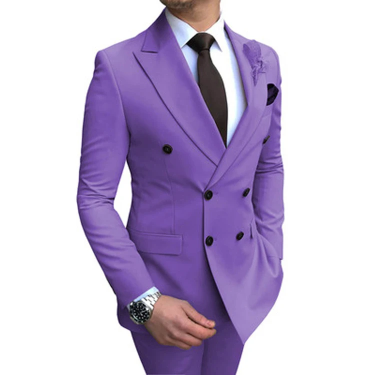 High Quality Double Breasted Suits 2 Pieces Men's Slim Business Suits Purple Wedding Suits for Men
High Quality Double Breasted Suits 2 Pieces Men's Slim Business Suits Purple Wedding Suits for Men
