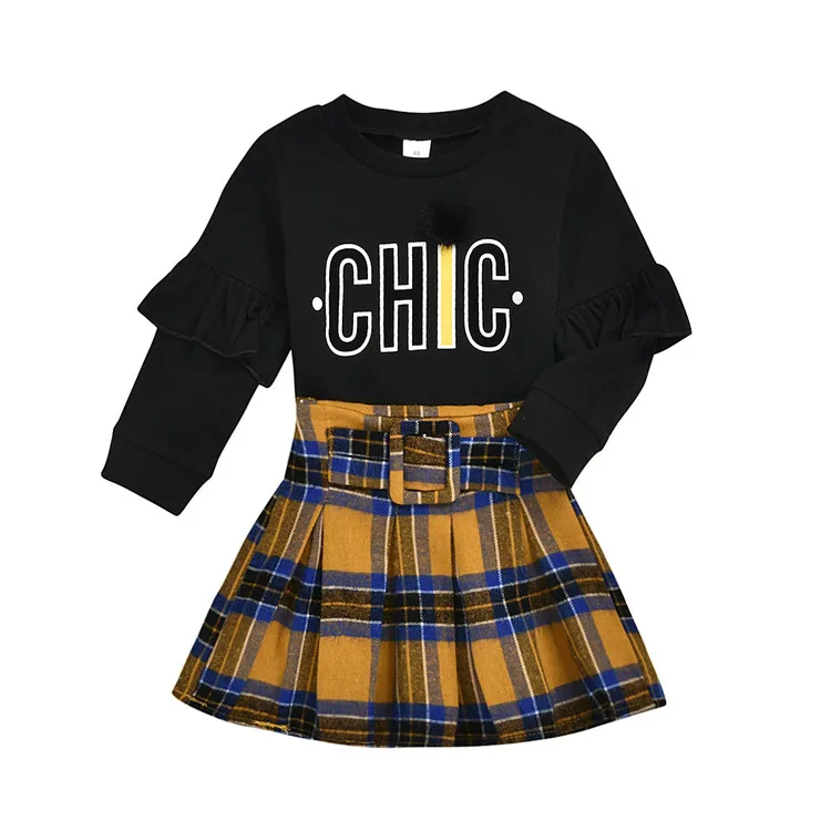 Fashion kid girl clothing set high quality cotton black Hoodie + Plaid skirt 2pcs girls outfits
Fashion kid girl clothing set high quality cotton black Hoodie + Plaid skirt 2pcs girls outfits