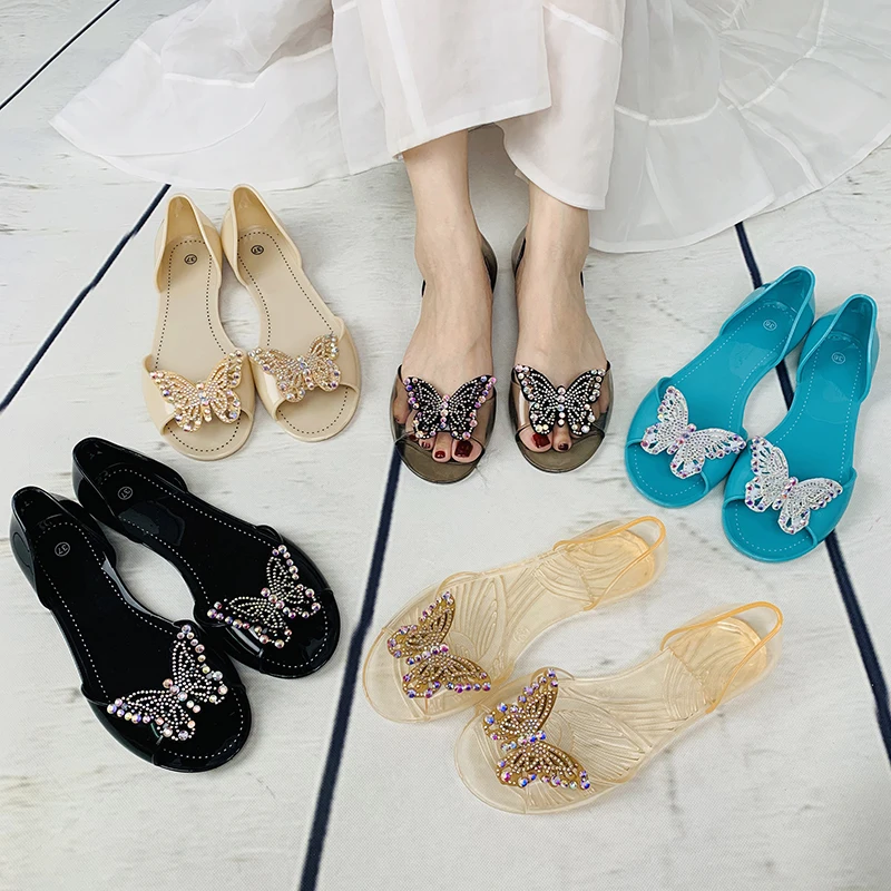 New Design Butterfly Lady PVC Transparent Shoes Slip On Jelly Sandals For Women, Black/champagne
New Design Butterfly Lady PVC Transparent Shoes Slip On Jelly Sandals For Women, Black/champagne