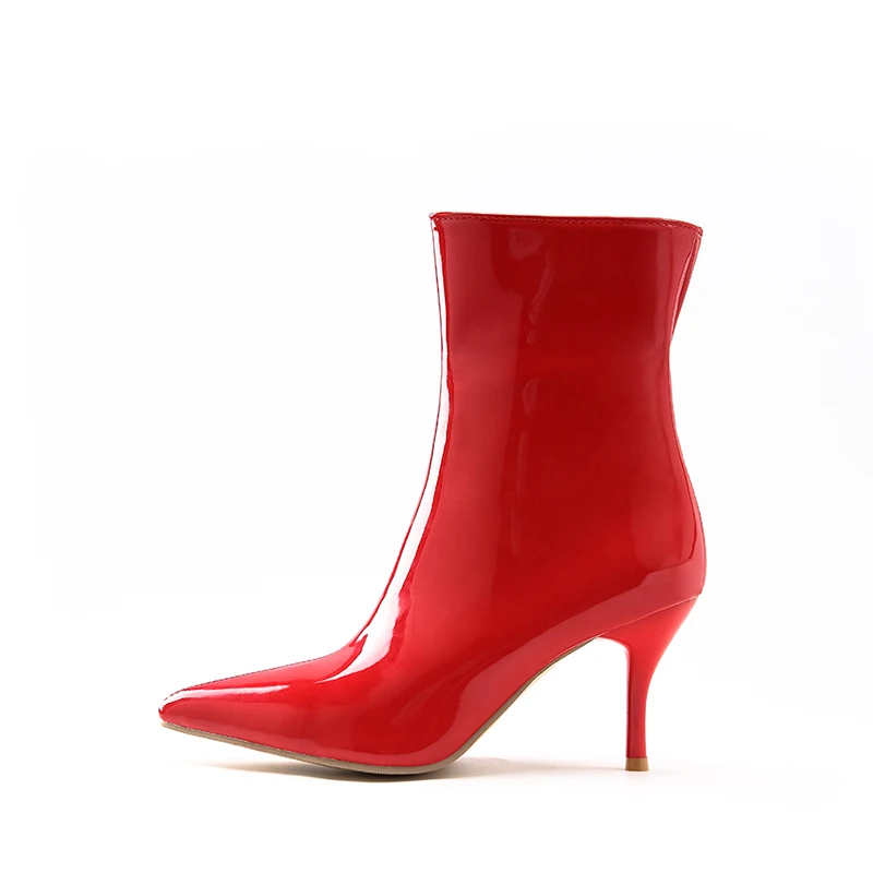 Sexy Pointed Toe Ankle Boots Fashion Zipper Paint Black Red White High Heels Stiletto Riding Boots Women Shoes, Black white red
Sexy Pointed Toe Ankle Boots Fashion Zipper Paint Black Red White High Heels Stiletto Riding Boots Women Shoes, Black white red