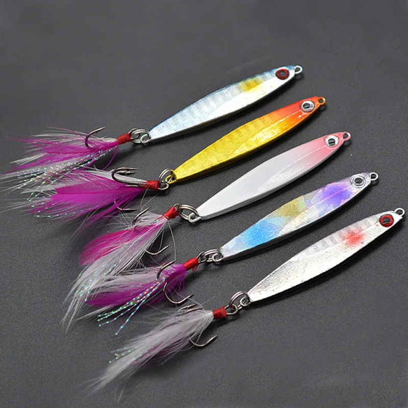 14/21g Fishing Artificial Lure Bait Lead Fish With Feather Jigging Wobbler Metal Plate Claw Hook 3D Eye Fishing Hard Baits
14/21g Fishing Artificial Lure Bait Lead Fish With Feather Jigging Wobbler Metal Plate Claw Hook 3D Eye Fishing Hard Baits