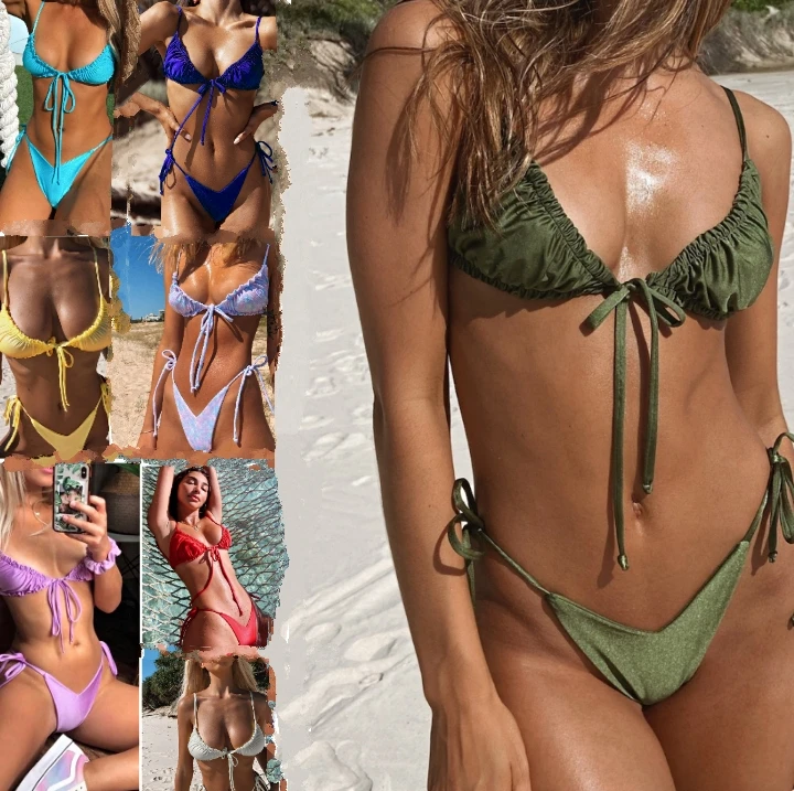 Custom Logo Private Label Ruched String Tie V Set Ruffles Swimsuit Frill Trim Tie Side Wholesale Bikini Thong 2021 Bikini, Picture color
Custom Logo Private Label Ruched String Tie V Set Ruffles Swimsuit Frill Trim Tie Side Wholesale Bikini Thong 2021 Bikini, Picture color