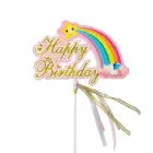 Baby Shower Special Paper Ribbon Birthday Cake Insert Card Rainbow Pattern Baby Shower Cake Topper