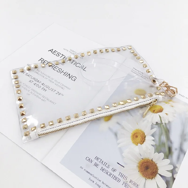 DOMIL Rivet Clear Transparent PVC Shopping Purse Shoulder Tote Personalized Clutch Wallet Jelly Bags
DOMIL Rivet Clear Transparent PVC Shopping Purse Shoulder Tote Personalized Clutch Wallet Jelly Bags