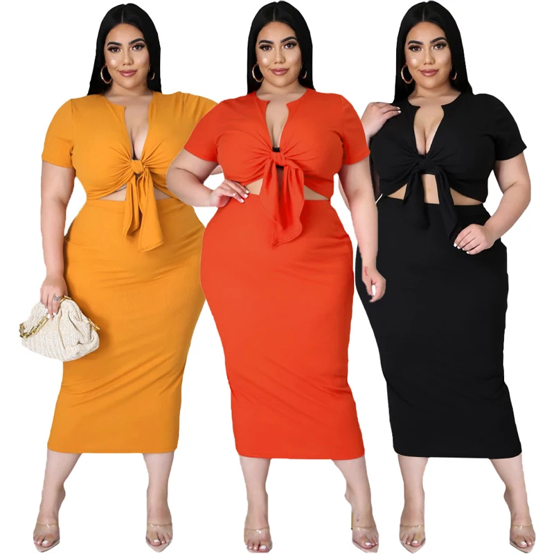 sexy plus size women clothing short sleeve tie front sexy bodycon matching sets women clothing 2 piece summer skirt set women
sexy plus size women clothing short sleeve tie front sexy bodycon matching sets women clothing 2 piece summer skirt set women