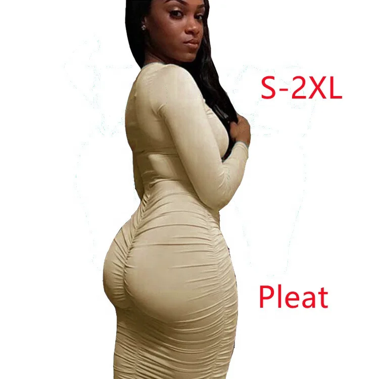 Casual Dresses Pleat Sexy Rib Knit Simple Zipper Long Sleeve Long Even Cheap Woman Dress
Casual Dresses Pleat Sexy Rib Knit Simple Zipper Long Sleeve Long Even Cheap Woman Dress