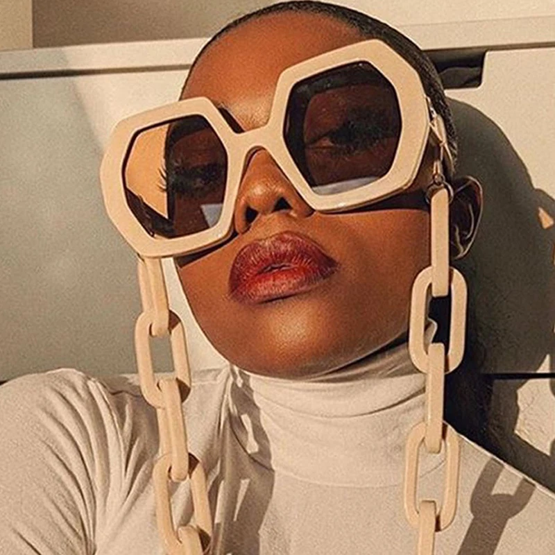 Punk Beige Vintage Square Shades Unique Polygon Frame 2021 Women Sunglasses Sun Glasses With Chain
Punk Beige Vintage Square Shades Unique Polygon Frame 2021 Women Sunglasses Sun Glasses With Chain