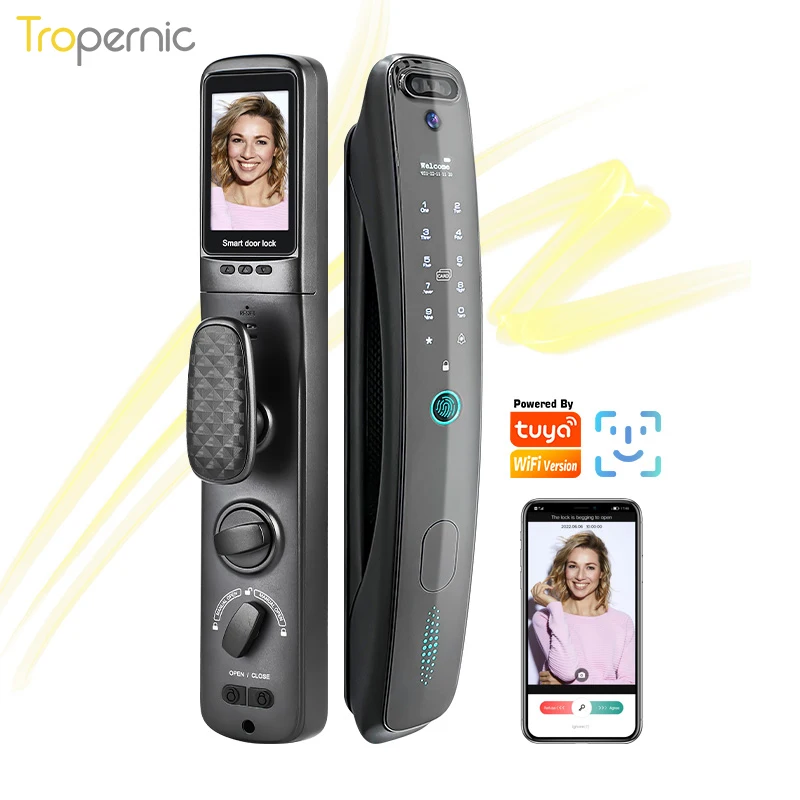 New Arrival OEM/ODM Digital 3D Face Recognition Biometric Safety Smart APP wifi Automatic door lock with Camera
New Arrival OEM/ODM Digital 3D Face Recognition Biometric Safety Smart APP wifi Automatic door lock with Camera