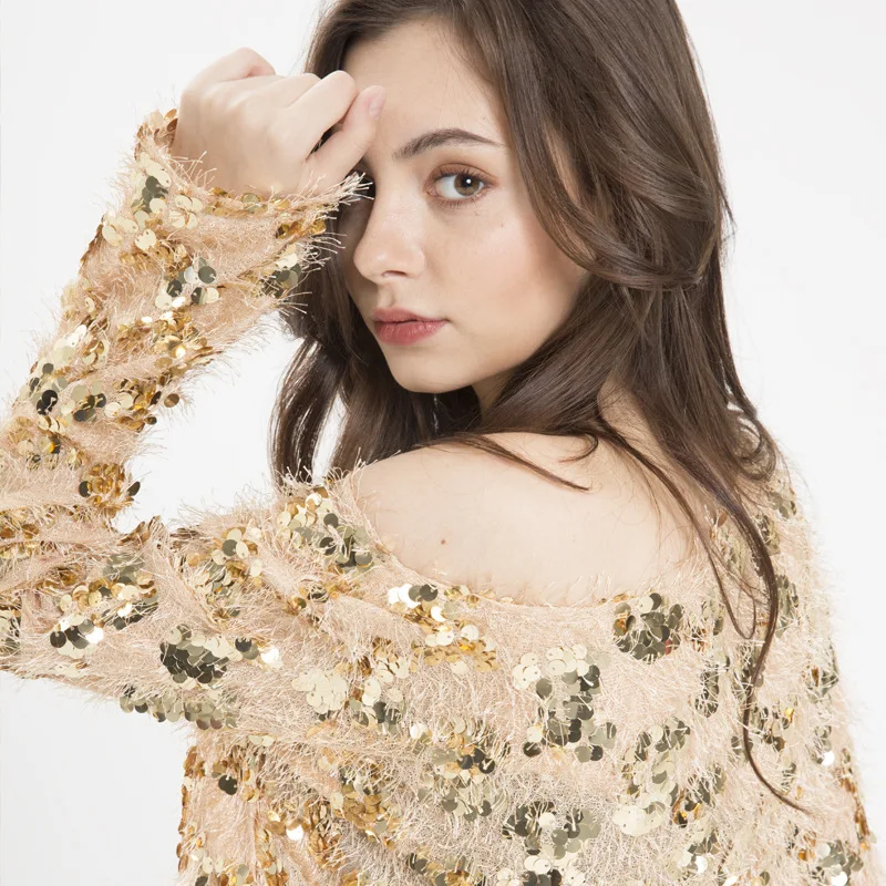 2021 new arrivals summer factory direct supply thin sexy O-neck long-sleeved sequins short knit sweater women's casual clothes, 4 colors
2021 new arrivals summer factory direct supply thin sexy O-neck long-sleeved sequins short knit sweater women's casual clothes, 4 colors
