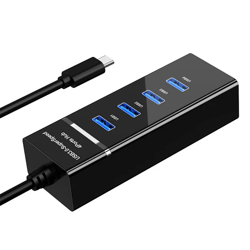 usb hub 4 port high speed data transfer 5Gbps usb 3.0 type c hub for macbook laptop, Black
usb hub 4 port high speed data transfer 5Gbps usb 3.0 type c hub for macbook laptop, Black