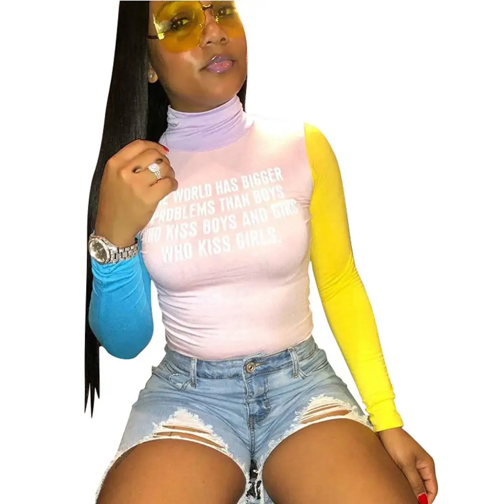 Aselnn Spring Autumn new print stitching high collar contrast color ladies long sleeve shirt woman
Aselnn Spring Autumn new print stitching high collar contrast color ladies long sleeve shirt woman