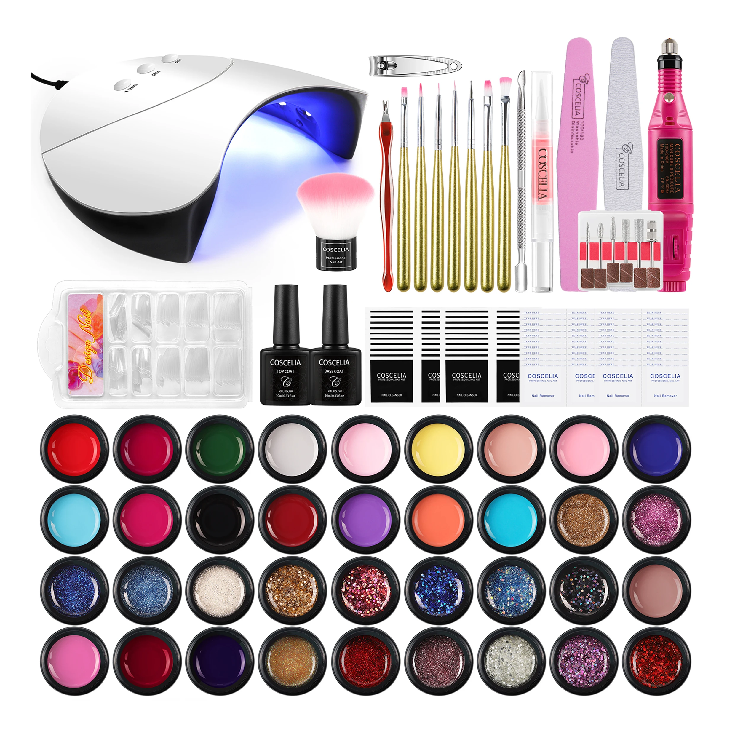 COSCELIA Rich Variety Nail Art Kit with 36 Colors UV Gel 36W Led Lamp For Beginners or Professional
COSCELIA Rich Variety Nail Art Kit with 36 Colors UV Gel 36W Led Lamp For Beginners or Professional