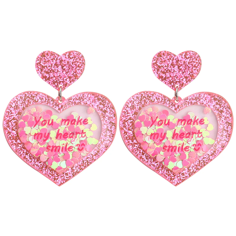 Romantic Fashion Accessories Sweet Dating Heart Earrings Trendy Love Quicksand Flexible Love Letter Sequins Acrylic Women's Pink
Romantic Fashion Accessories Sweet Dating Heart Earrings Trendy Love Quicksand Flexible Love Letter Sequins Acrylic Women's Pink