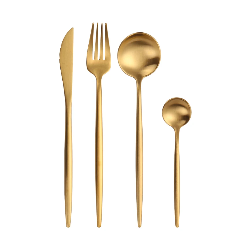 Wedding Royal Luxury Matte Gold Plated 304 Stainless Steel Knife Spoon Fork Silverware Flatware Cutlery Set
Wedding Royal Luxury Matte Gold Plated 304 Stainless Steel Knife Spoon Fork Silverware Flatware Cutlery Set