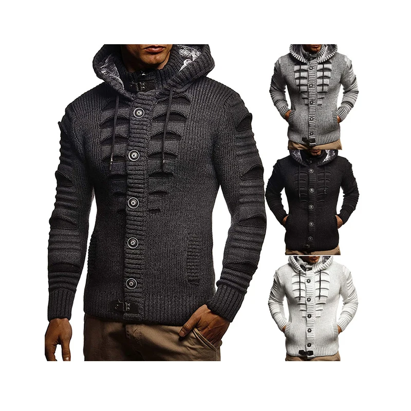 Quality Thermal Thick Fleece Cut Out Design Cardigan Sweater Coat Jacket With Hat Men Winter, White black gray 4 colors
Quality Thermal Thick Fleece Cut Out Design Cardigan Sweater Coat Jacket With Hat Men Winter, White black gray 4 colors