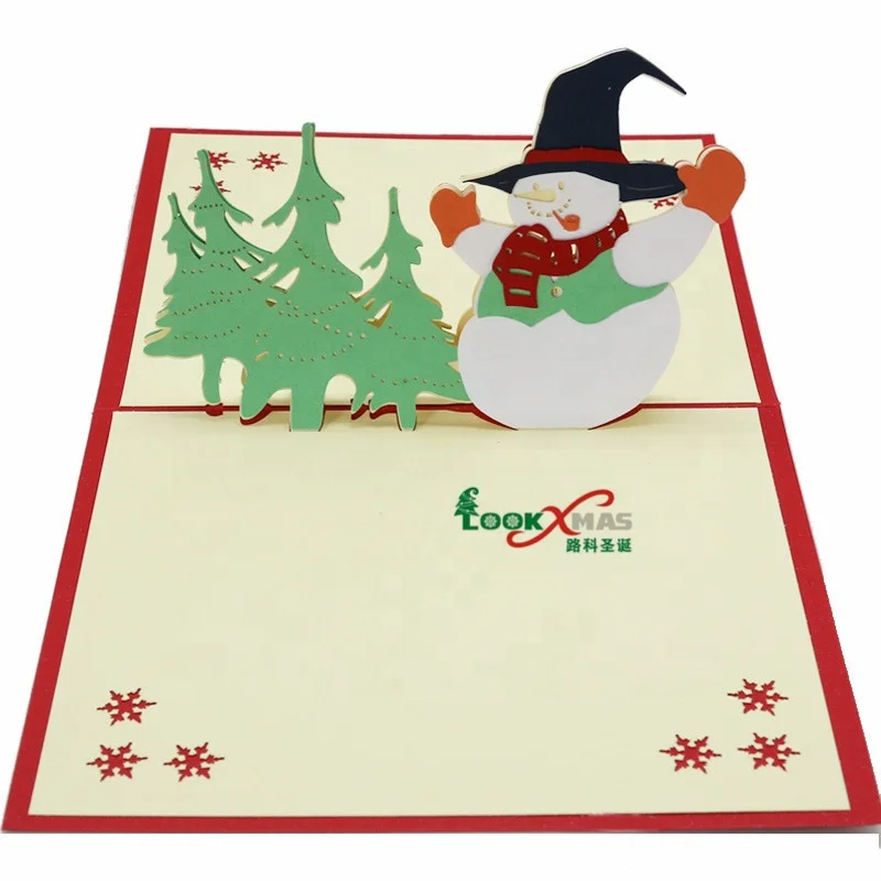 Самый дешевый снеговик шаблон 3D Рождественская открытка