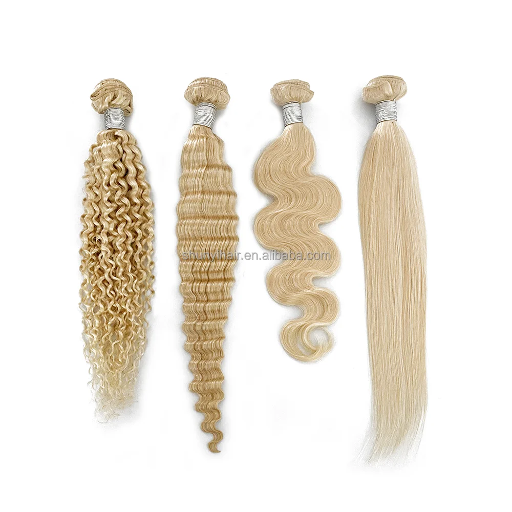 

Wholesale Brazilian 613 Blonde Virgin Human Hair Cuticle Aligned Double Weft 613 Bundles Straight Body Wave Hair Extension