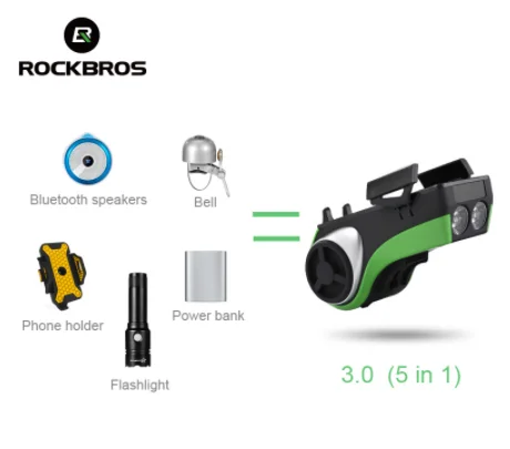 ROCKBROS Portable Multifunctional Audio Mountain Bike Light Electronic Horn Radio Speaker with Camera, Black green
ROCKBROS Portable Multifunctional Audio Mountain Bike Light Electronic Horn Radio Speaker with Camera, Black green