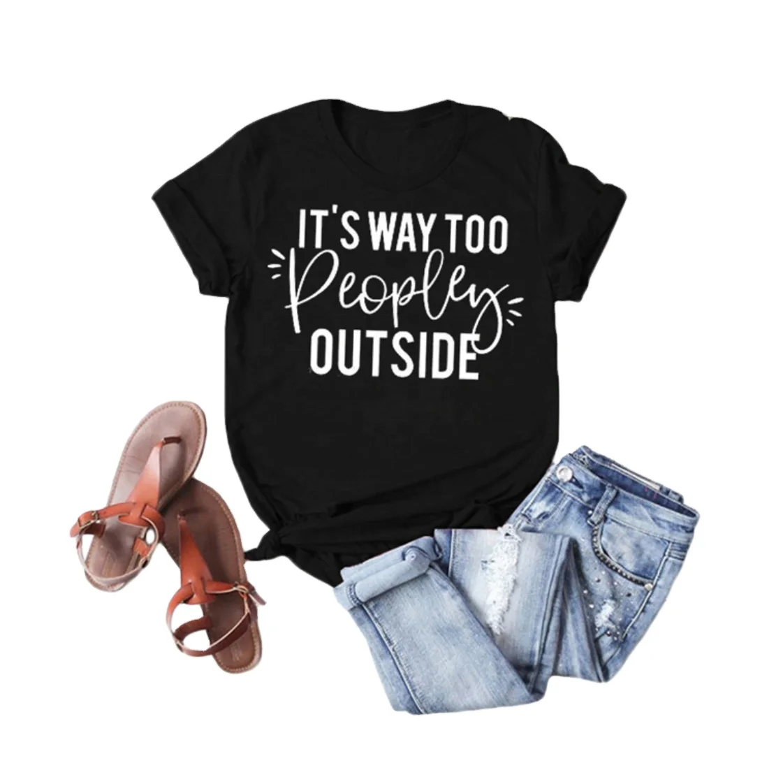 Womens T shirt Tops Korean Summer T-shirt Women Clothes Grey It's Way Too Peopley Outside Round Neck Short Sleeve T Shirt Tops
Womens T shirt Tops Korean Summer T-shirt Women Clothes Grey It's Way Too Peopley Outside Round Neck Short Sleeve T Shirt Tops