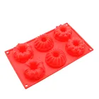 BHD BPA free Non-stick Silicone Cake Baking Mold 6 Cavity Mini Fluted Tube Bundt Pan