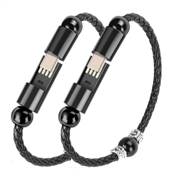 Type C USB Charging Cable Bracelet Charger Cable Durable Leather Braided Portable Charger Cord Cable, Black
Type C USB Charging Cable Bracelet Charger Cable Durable Leather Braided Portable Charger Cord Cable, Black